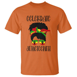 Black Women Messy Bun Juneteenth Celebrate T Shirt TS01 Orange Printyourwear