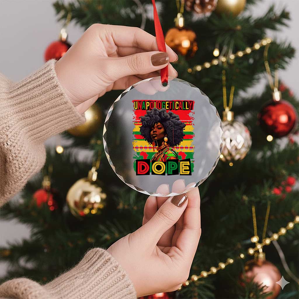 Black Women Unapologetically Dope Crystal Glass Ornament Juneteenth Black History TS10 Print Your Wear