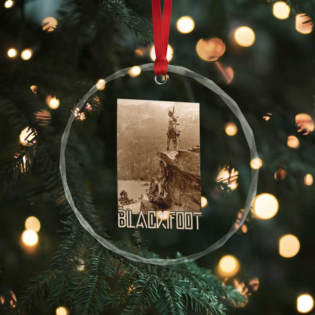Blackfoot Native American Indians At Glacier National Park Crystal Glass Ornament