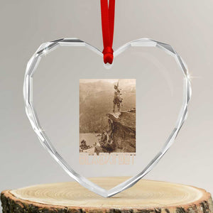 Blackfoot Native American Indians At Glacier National Park Heart Crystal Glass Ornament