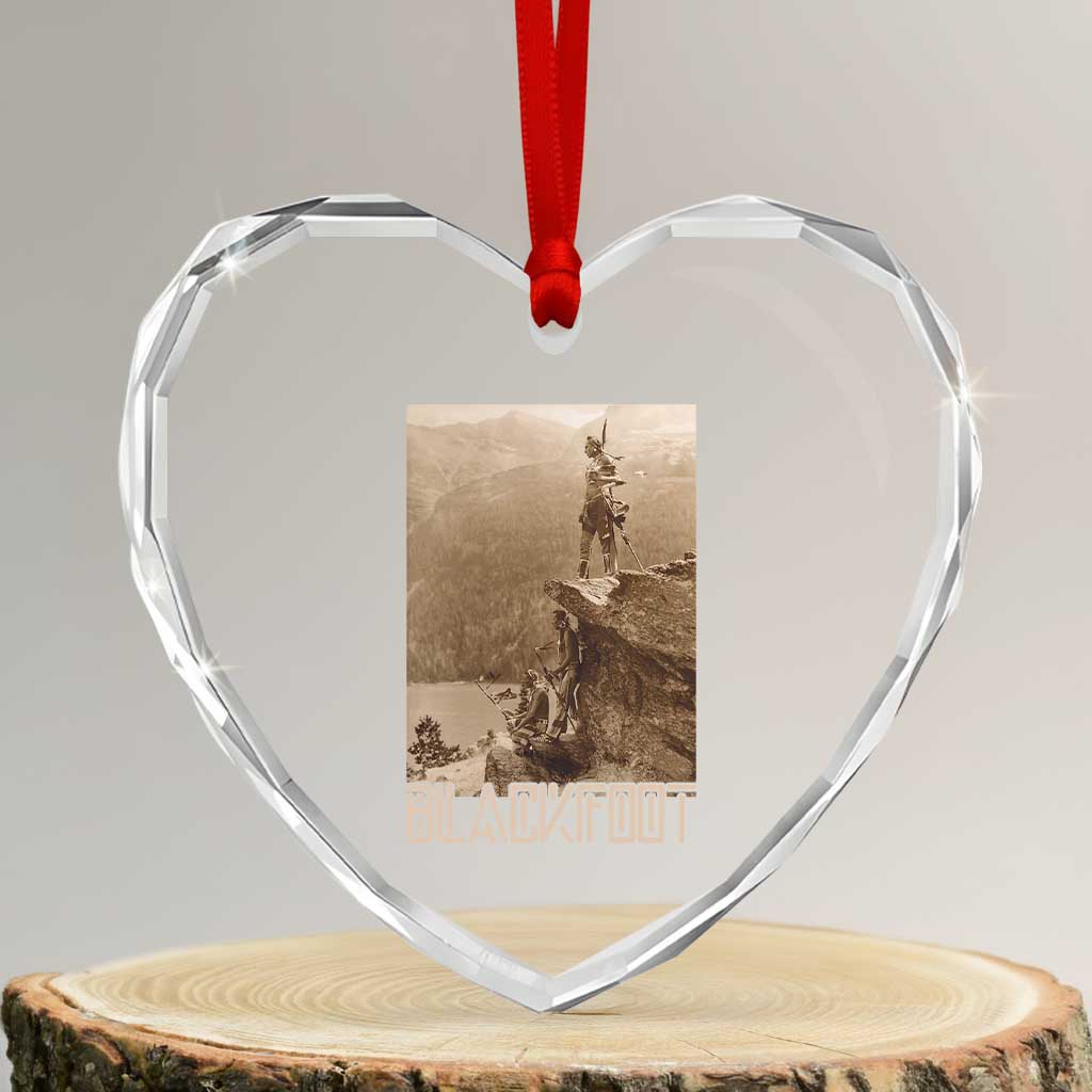 Blackfoot Native American Indians At Glacier National Park Heart Crystal Glass Ornament TS14 Transparent Glass 3'' Heart Print Your Wear