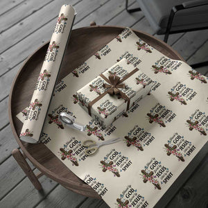 Blessed By God Saved By Jesus Wrapping Paper Roll Floral Cross Christian Faith Inspirational TS10 Beige Print Your Wear