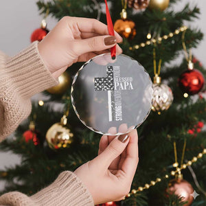 Blessed Papa Christian Cross Crystal Glass Ornament Faithful Dad Religious American Flag TS02 Print Your Wear