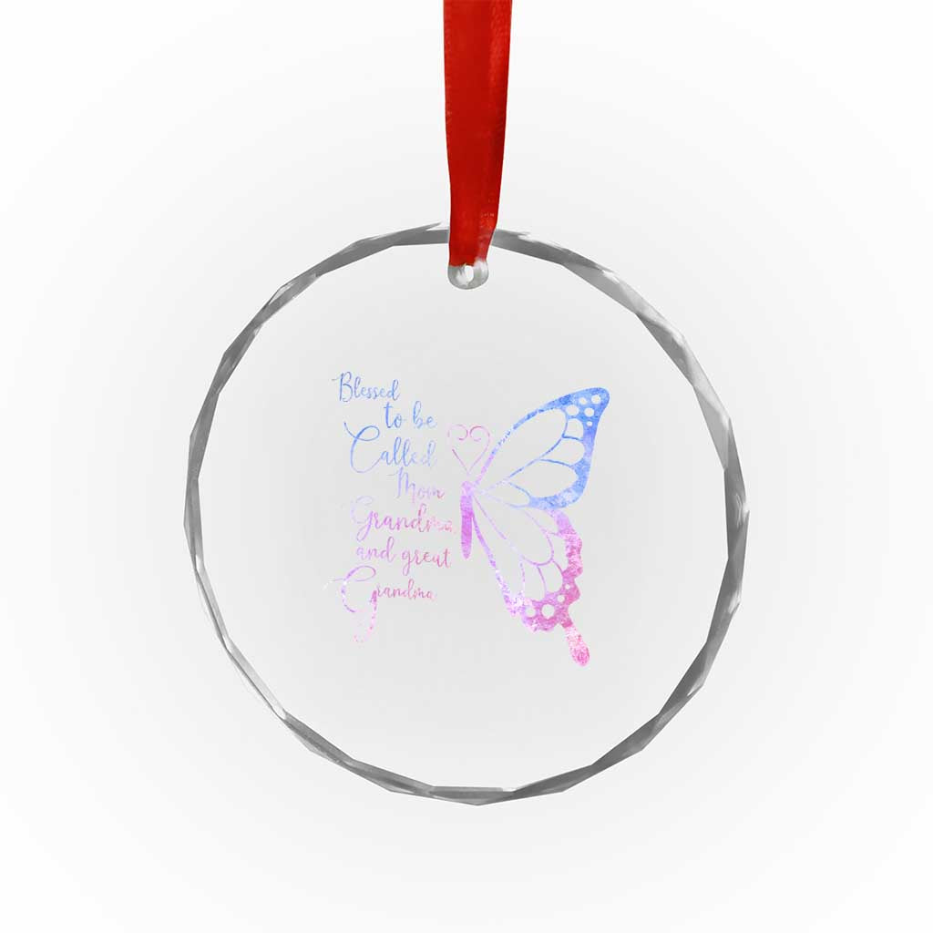 Blessed to Be Called Mom Grandma Great Grandma Crystal Glass Ornament Mama Butterfly Mother's Day Gift TS14 Print Your Wear