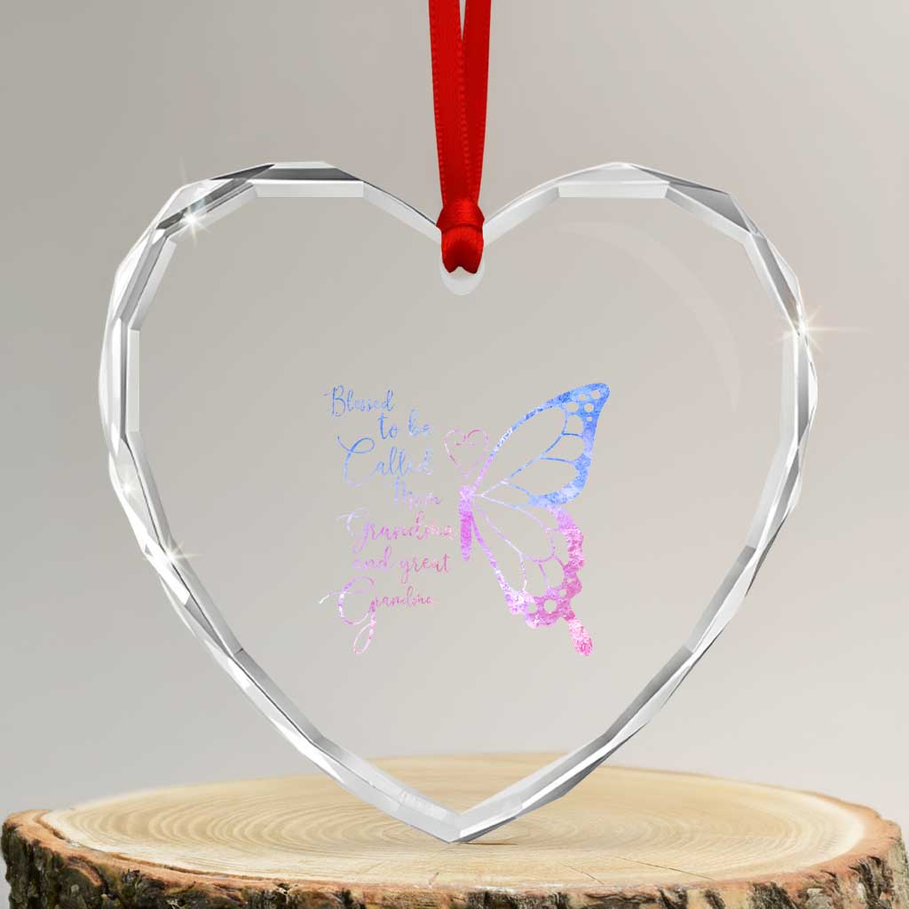Blessed to Be Called Mom Grandma Great Grandma Heart Crystal Glass Ornament Mama Butterfly Mother's Day Gift TS14 Transparent Glass 3'' Heart Print Your Wear