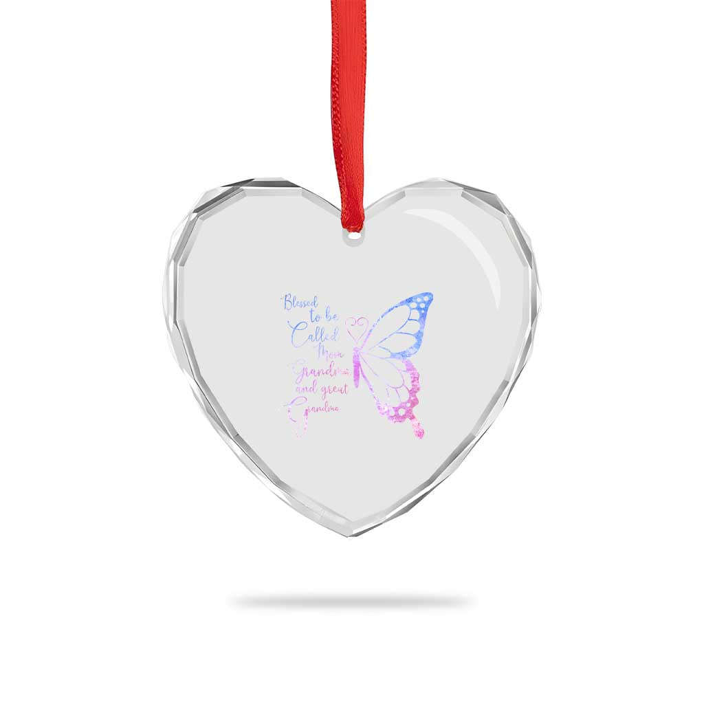 Blessed to Be Called Mom Grandma Great Grandma Heart Crystal Glass Ornament Mama Butterfly Mother's Day Gift TS14 Print Your Wear