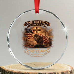 Blessings 250 Years America Crystal Glass Ornament Christian Patriotic One Nation Under God US Flag TS10 Transparent Glass 3'' Circle Print Your Wear
