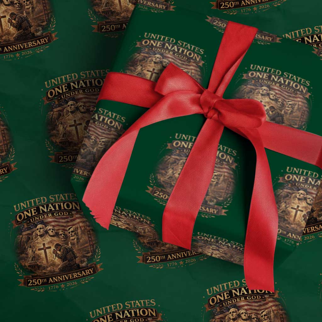 Blessings 250 Years America Wrapping Paper Roll Christian Patriotic One Nation Under God Founding Fathers TS10 Green Print Your Wear