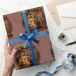 Blessings 250 Years America Wrapping Paper Roll Christian Patriotic One Nation Under God Founding Fathers TS10 Mocha Print Your Wear