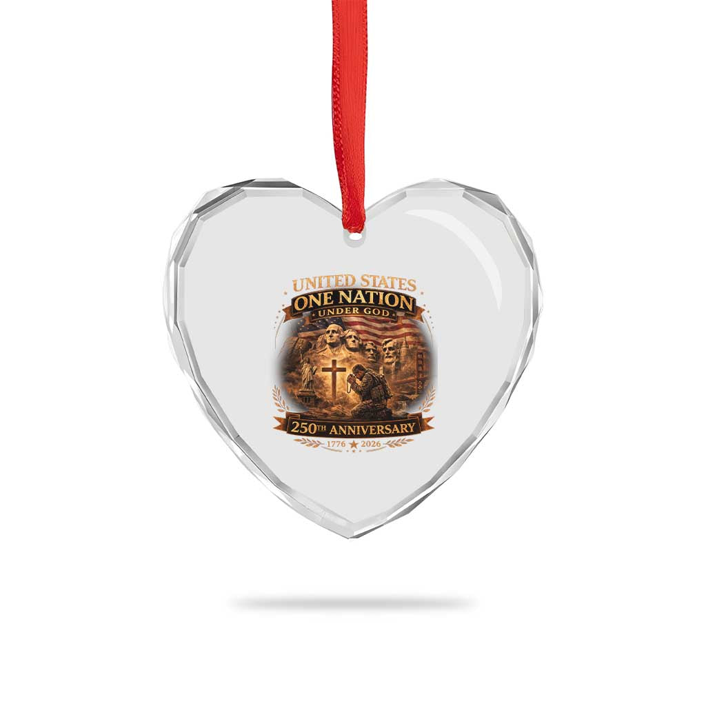 Blessings 250 Years America Heart Crystal Glass Ornament Christian Patriotic One Nation Under God Founding Fathers TS10 Print Your Wear