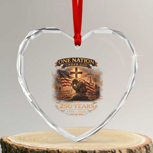 Blessings 250 Years America Heart Crystal Glass Ornament Christian Patriotic One Nation Under God US Flag TS10 Transparent Glass 3'' Heart Print Your Wear