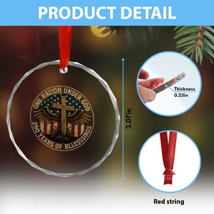 Blessings America 250 Years Crystal Glass Ornament One Nation Under God USA 250th Anniversary Patriotic Cross TS10 Print Your Wear