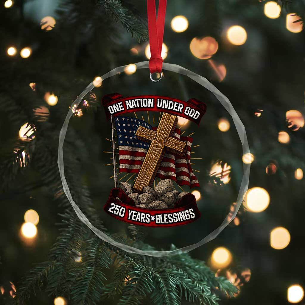 Blessings America Crystal Glass Ornament One Nation Under God USA 250th Anniversary Patriotic Christian TS10 Print Your Wear