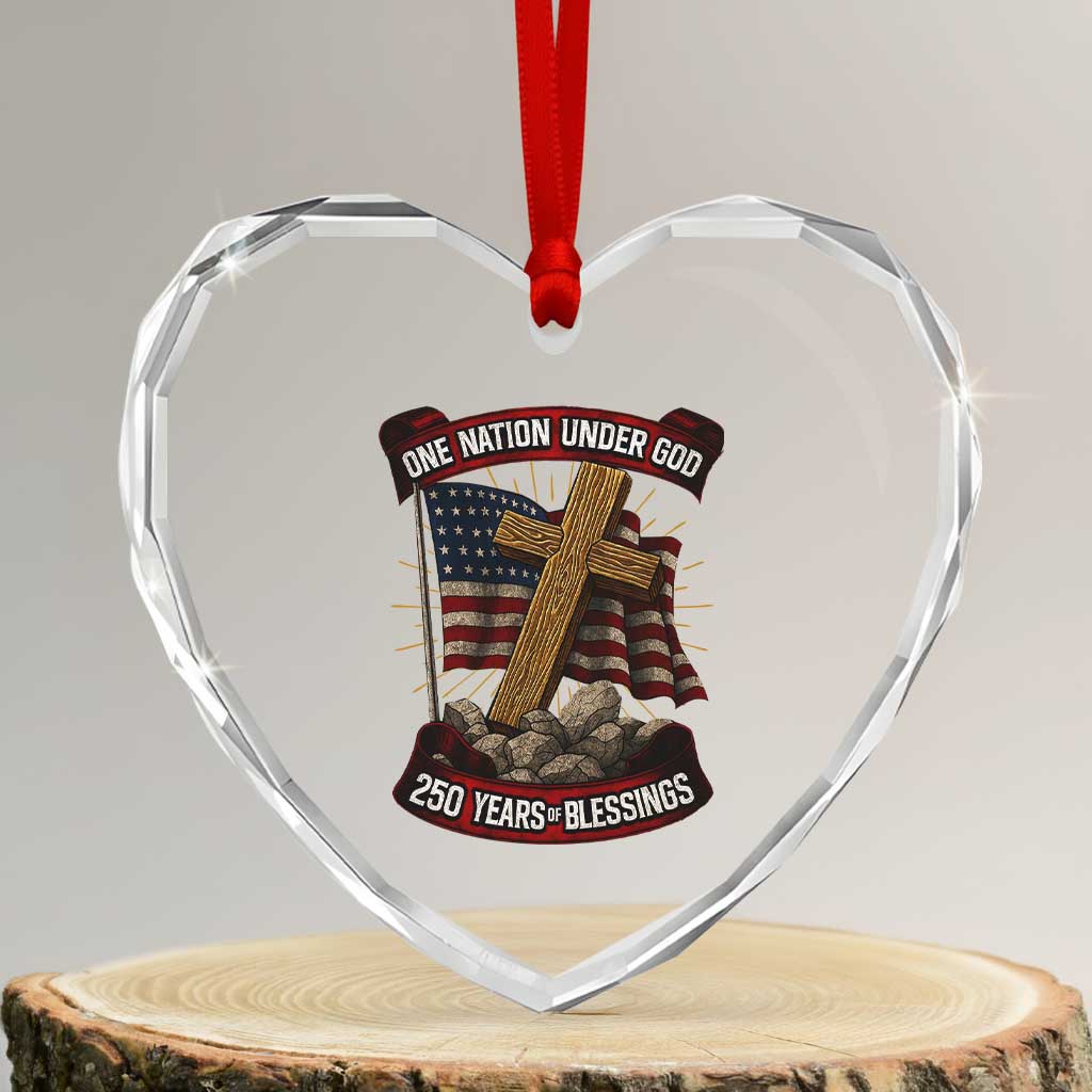 Blessings America Heart Crystal Glass Ornament One Nation Under God USA 250th Anniversary Patriotic Christian TS10 Transparent Glass 3'' Heart Print Your Wear