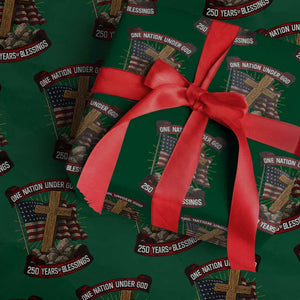 Blessings America Wrapping Paper Roll One Nation Under God USA 250th Anniversary Patriotic Christian TS10 Green Print Your Wear