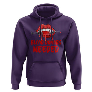 Blood Donors Needed Funny Vampire Lip Hoodie TS09 Purple Printyourwear