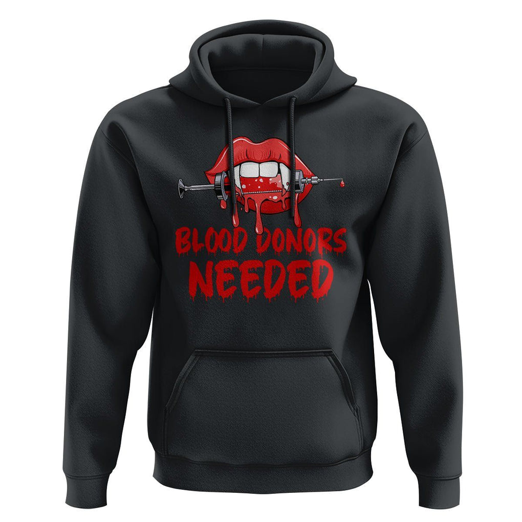 Blood Donors Needed Funny Vampire Lip Hoodie TS09 Black Printyourwear