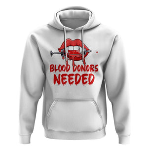 Blood Donors Needed Funny Vampire Lip Hoodie TS09 White Printyourwear