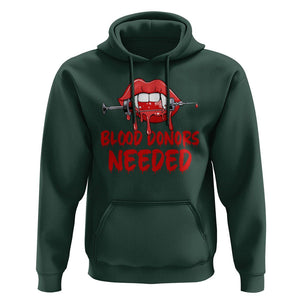 Blood Donors Needed Funny Vampire Lip Hoodie TS09 Dark Forest Green Printyourwear
