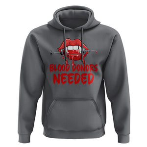 Blood Donors Needed Funny Vampire Lip Hoodie TS09 Charcoal Printyourwear