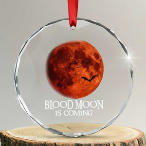 Blood Moon Is Coming Spooky Halloween Crystal Glass Ornament Flying Bats Gothic Dark Horror Graphic TS02 Transparent Glass 3'' Circle Print Your Wear