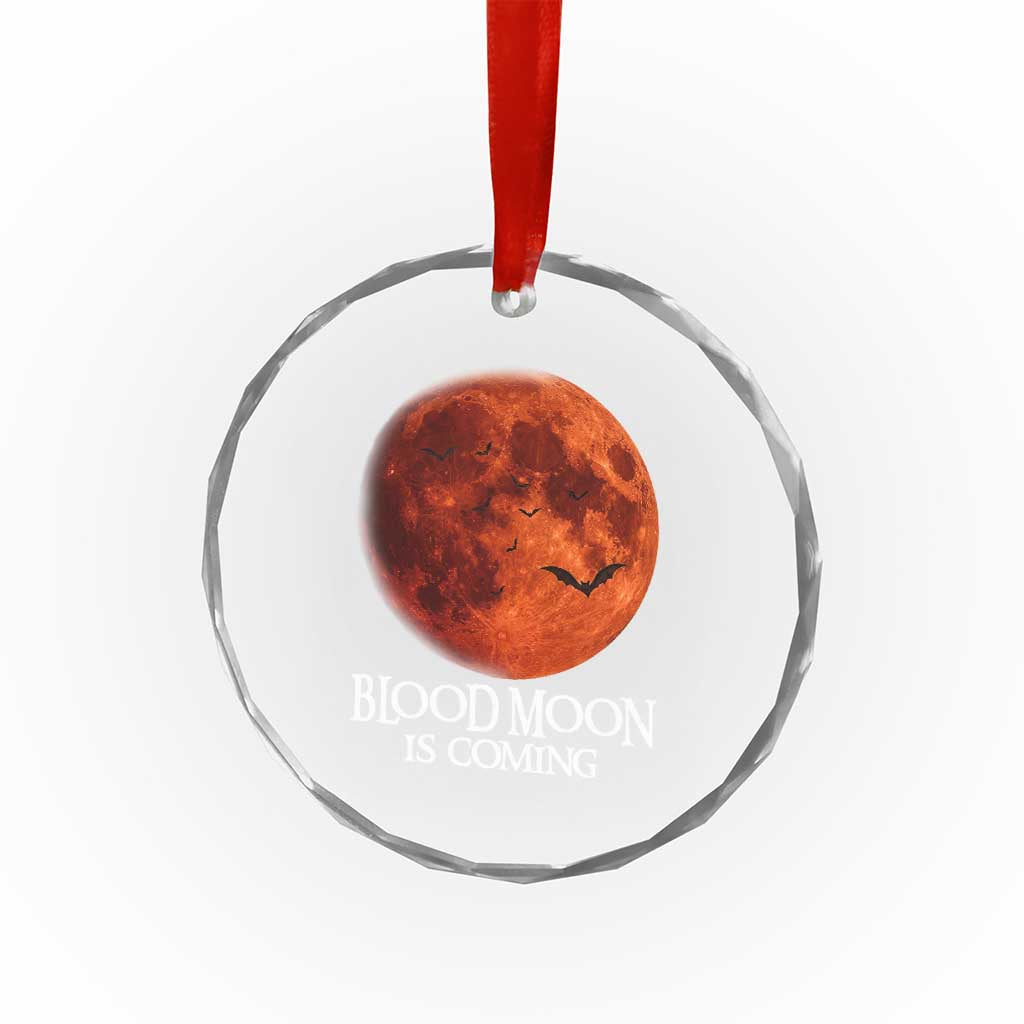 Blood Moon Is Coming Spooky Halloween Crystal Glass Ornament Flying Bats Gothic Dark Horror Graphic TS02 Print Your Wear