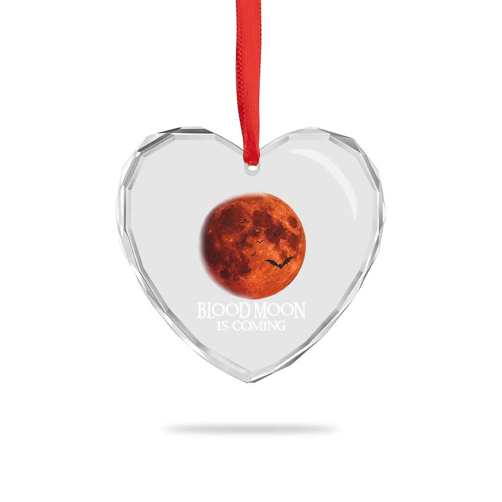 Blood Moon Is Coming Spooky Halloween Heart Crystal Glass Ornament Flying Bats Gothic Dark Horror Graphic TS02 Print Your Wear