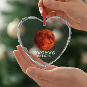 Blood Moon Is Coming Spooky Halloween Heart Crystal Glass Ornament Flying Bats Gothic Dark Horror Graphic TS02 Print Your Wear