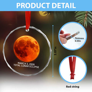 Blood Moon Total Lunar Eclipse March 3 2026 Crystal Glass Ornament Blood Moon Astronomy Souvenir Graphic TS02 Print Your Wear
