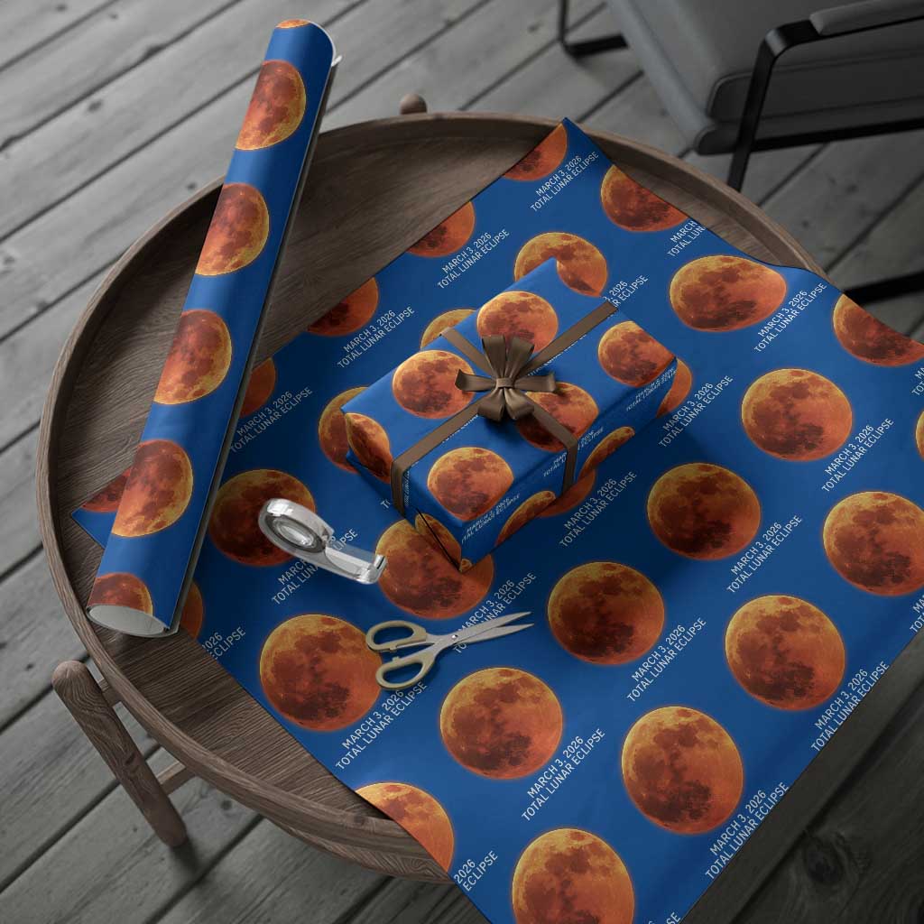Blood Moon Total Lunar Eclipse March 3 2026 Wrapping Paper Roll Blood Moon Astronomy Souvenir Graphic TS02 Blue Print Your Wear