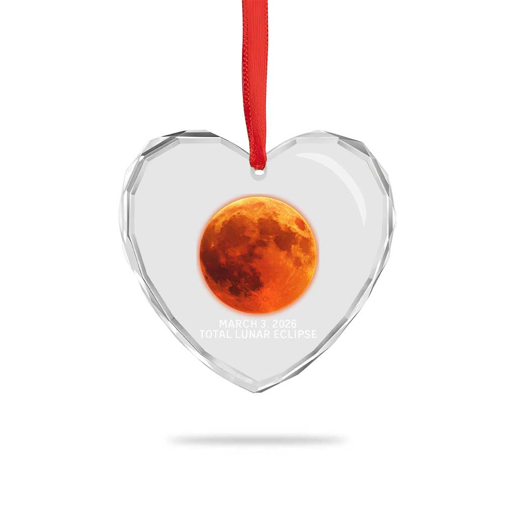Blood Moon Total Lunar Eclipse March 3 2026 Heart Crystal Glass Ornament Blood Moon Astronomy Souvenir Graphic TS02 Print Your Wear