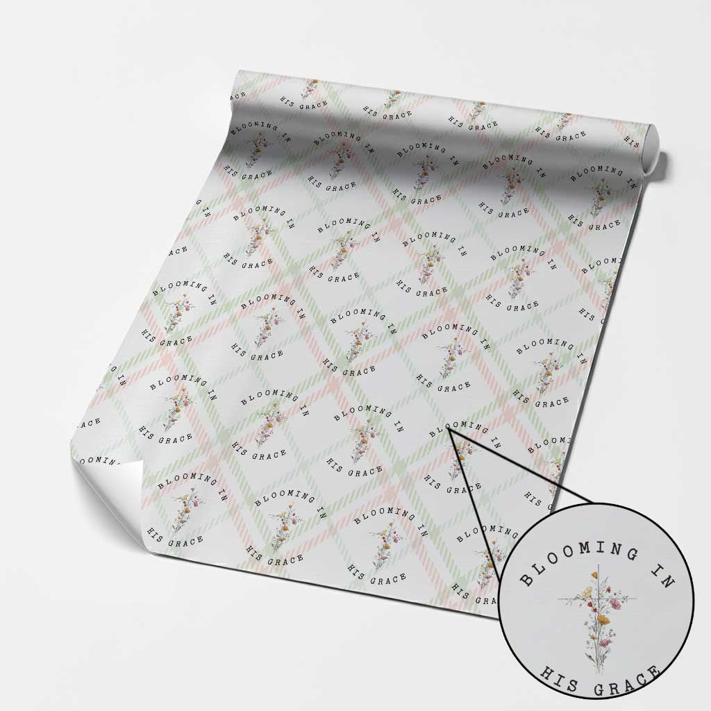 Blooming in His Grace Wrapping Paper Roll Boho Wildflower Christian Faith TS14 Christmas Plaid Print Your Wear