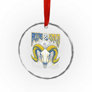 Blue and Gold Lightning Ram Skull Bighorn Sheep Graphic Crystal Glass Ornament Electric City Pride TS02 Print Your Wear