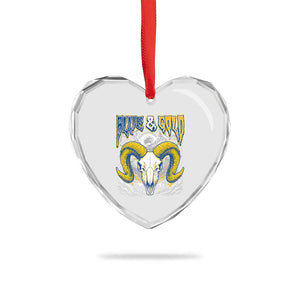 Blue and Gold Lightning Ram Skull Bighorn Sheep Graphic Heart Crystal Glass Ornament Electric City Pride TS02 Print Your Wear