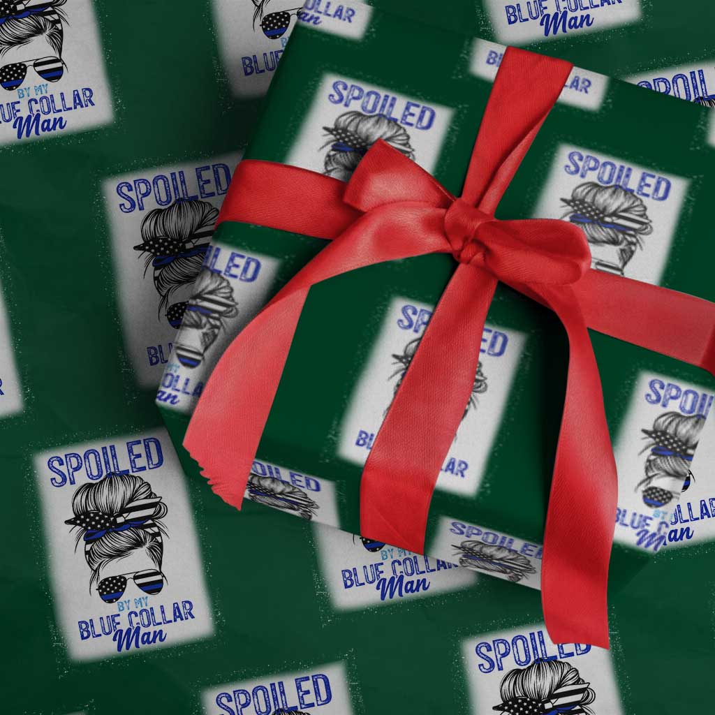 Blue Collar Wife Life Messy Bun Wrapping Paper Roll TS14 Green Print Your Wear