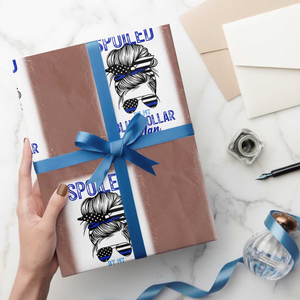 Blue Collar Wife Life Messy Bun Wrapping Paper Roll TS14 Mocha Print Your Wear