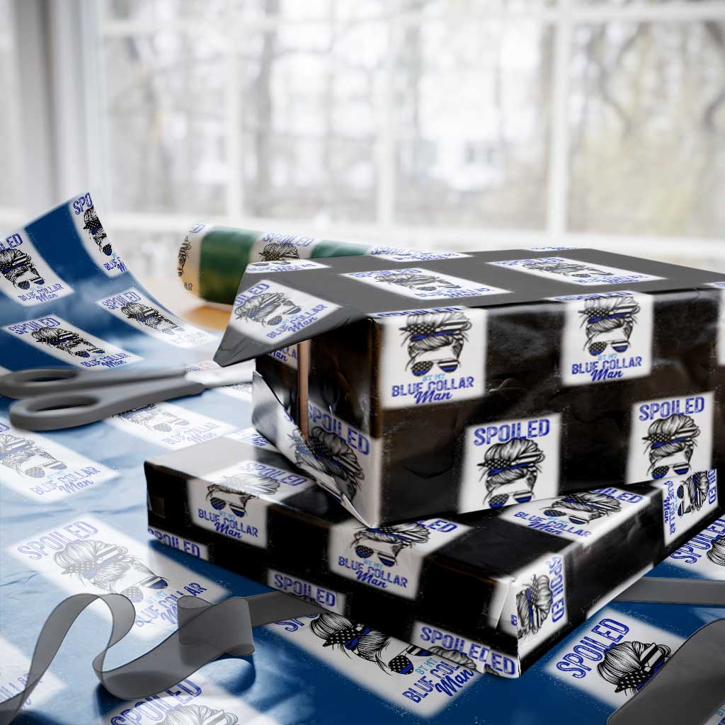 Blue Collar Wife Life Messy Bun Wrapping Paper Roll TS14 Black Print Your Wear