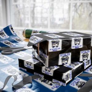 Blue Collar Wife Life Messy Bun Wrapping Paper Roll TS14 Black Print Your Wear