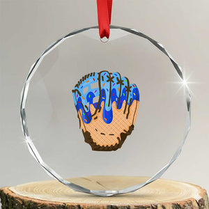 Blue Ice Cream Cone Baseball Glove Drip Crystal Glass Ornament TS02 Transparent Glass 3'' Circle Print Your Wear