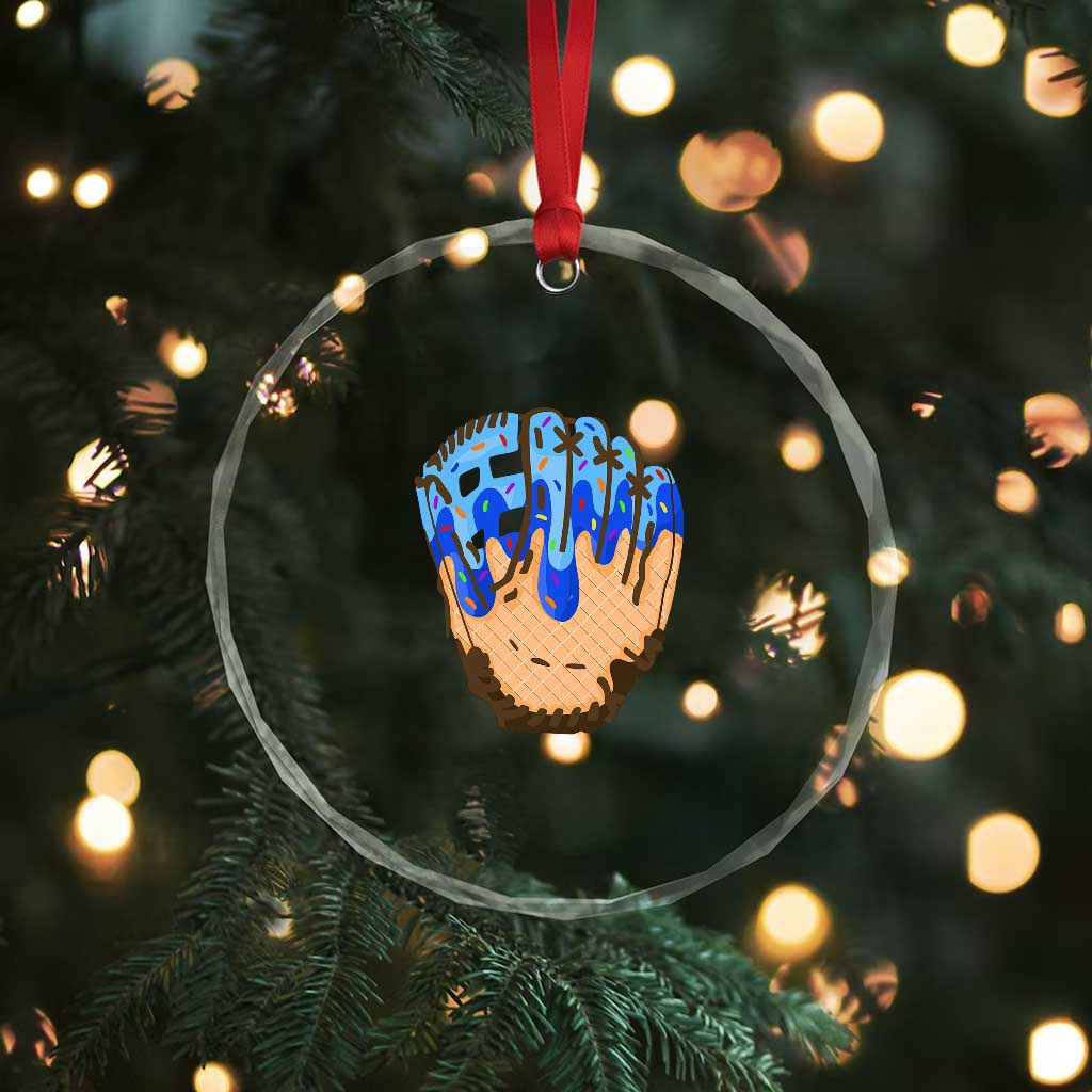 Blue Ice Cream Cone Baseball Glove Drip Crystal Glass Ornament TS02 Print Your Wear
