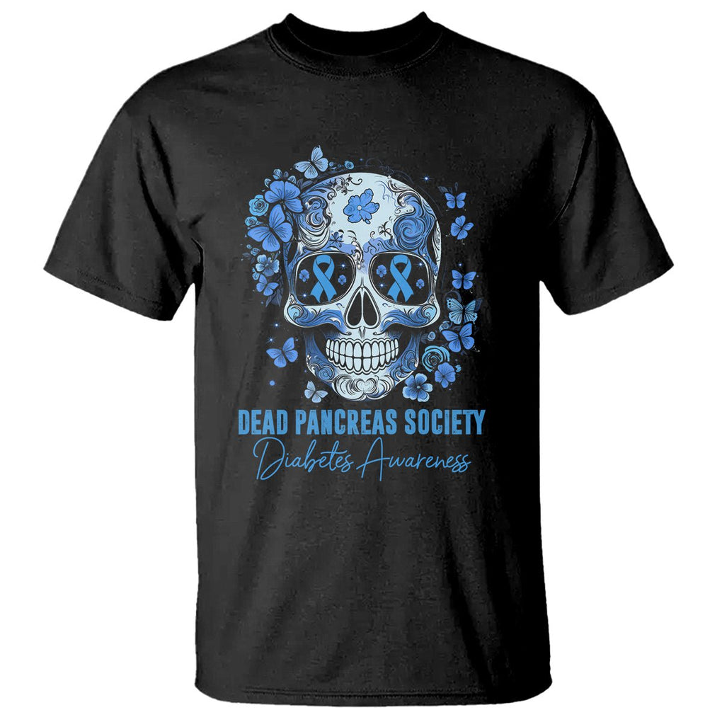 Blue Sugar Skull Dead Pancreas Society Diabetes Awareness T Shirt TS02 Black Printyourwear