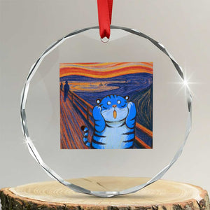 Blue Tiger Scream Crystal Glass Ornament Cute Animal Anime Demon Aesthetic Painting TS10 Transparent Glass 3'' Circle Print Your Wear