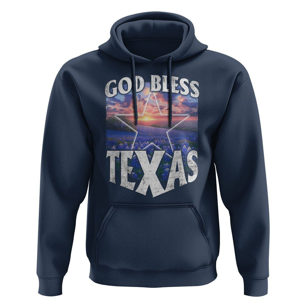 Bluebonnet Field God Bless Texas Hoodie TS09 Navy Print Your Wear