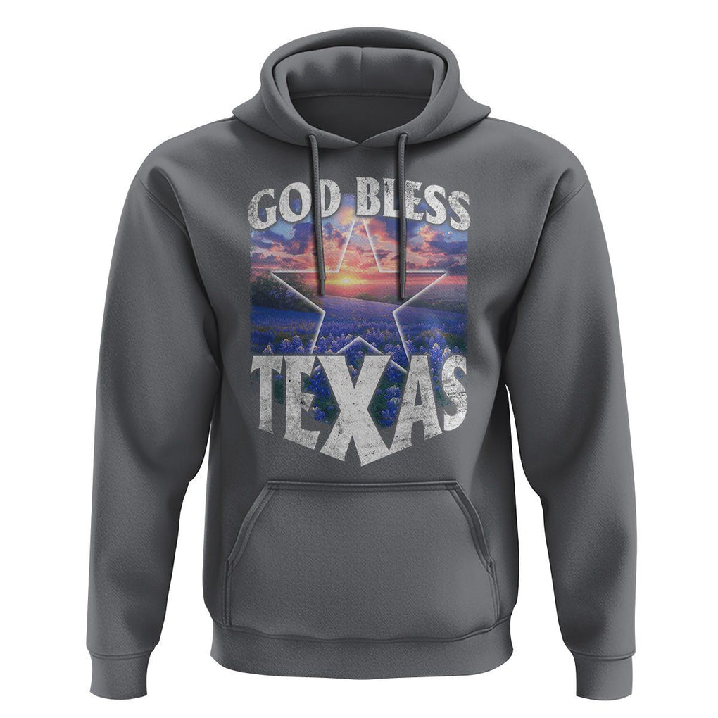 Bluebonnet Field God Bless Texas Hoodie TS09 Charcoal Print Your Wear