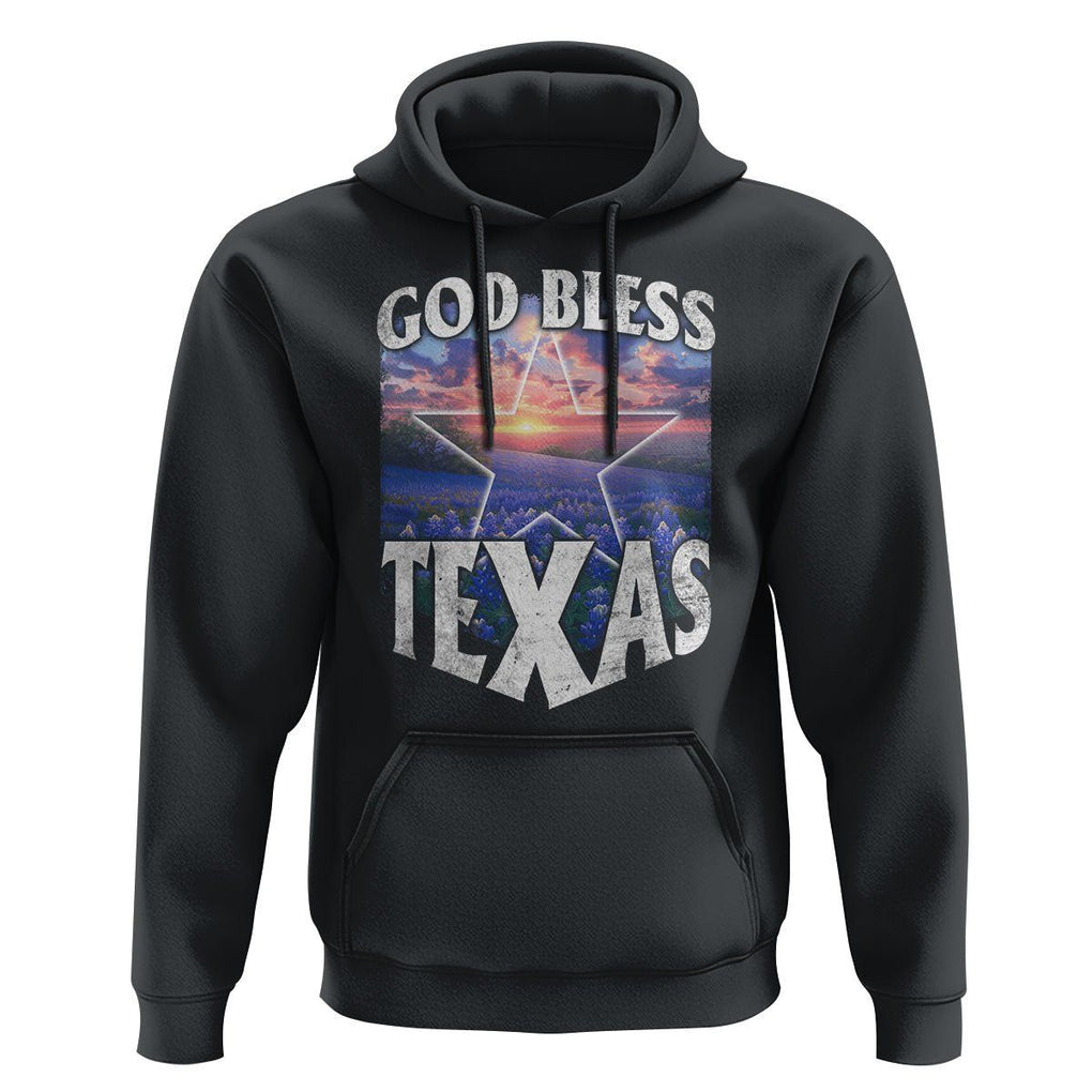 Bluebonnet Field God Bless Texas Hoodie TS09 Black Print Your Wear