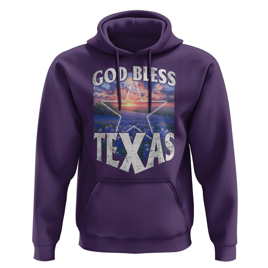 Bluebonnet Field God Bless Texas Hoodie TS09 Purple Print Your Wear