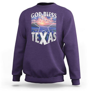 Bluebonnet Field God Bless Texas Sweatshirt TS09 Purple Print Your Wear