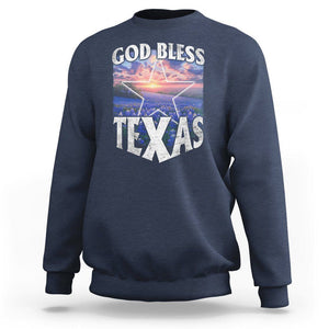 Bluebonnet Field God Bless Texas Sweatshirt TS09 Navy Print Your Wear