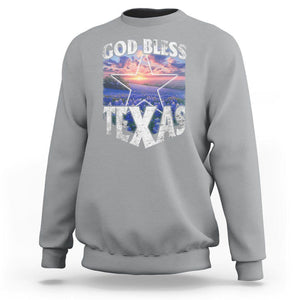 Bluebonnet Field God Bless Texas Sweatshirt TS09 Sport Gray Print Your Wear