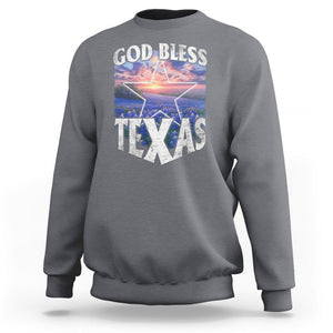 Bluebonnet Field God Bless Texas Sweatshirt TS09 Charcoal Print Your Wear